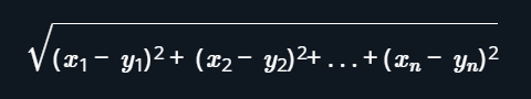 distance formula in n dimensions